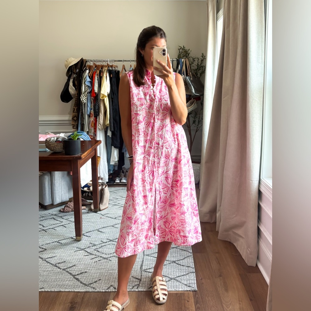 Sail to Sable Pink Floral Sleeveless Cotton Dress - Picture 4 of 4